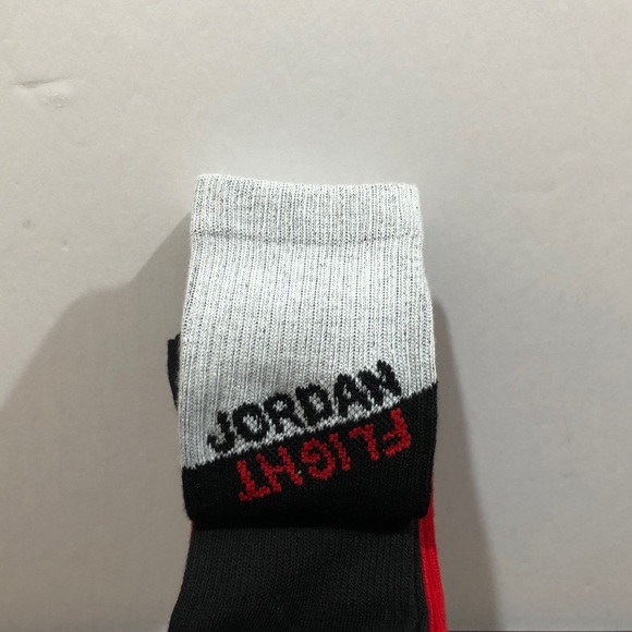 Jordan Kids Crew Socks, Black Grey & Red, 2 Pack - Picture 6 of 8